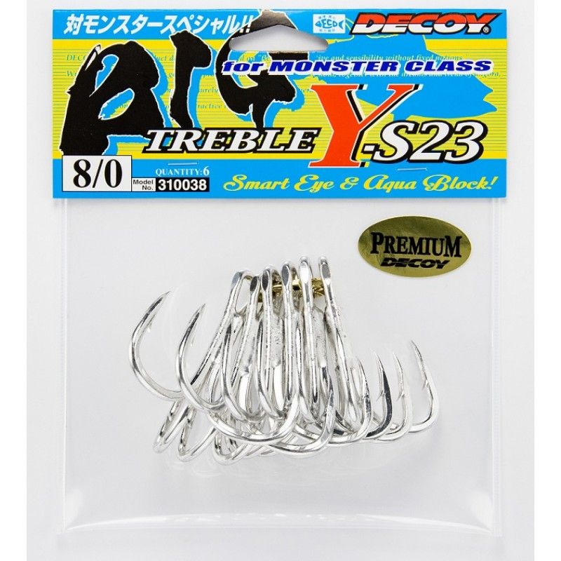 Decoy Y-S25 Treble Hook Light Game Treble Hooks – Size 14 (8 Pack) Black