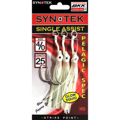 Synotek Giant Pelagic Single Assist 4/0-8/0 (With BKK Hook) - FULL GLOW