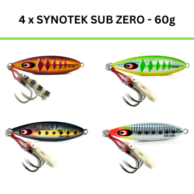 Synotek Sub Zero Slow Pitch Jig x 4 - 60g Mini Bundle Pack